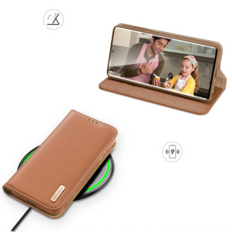 Dux Ducis Hivo pouzdro pro Samsung Galaxy S23 Ultra Flip Cover Wallet Standing RFID Blocking Brown