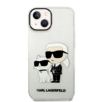 Karl Lagerfeld Glitter Karl&amp;Choupette pouzdro pro iPhone 14 Plus - průhledné