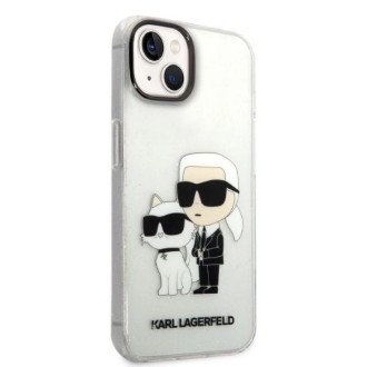 Karl Lagerfeld Glitter Karl&amp;Choupette pouzdro pro iPhone 14 Plus - průhledné