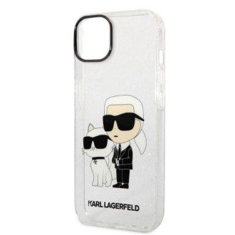 Karl Lagerfeld Glitter Karl&amp;Choupette pouzdro pro iPhone 14 Plus - průhledné