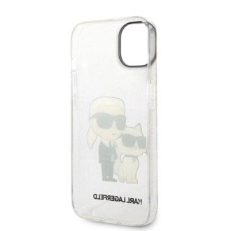 Karl Lagerfeld Glitter Karl&amp;Choupette pouzdro pro iPhone 14 Plus - průhledné