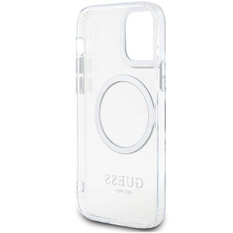 Guess Metal Outline Magsafe pouzdro pro iPhone 12 / iPhone 12 Pro - stříbrné