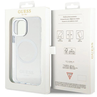 Guess Metal Outline Magsafe pouzdro pro iPhone 12 / iPhone 12 Pro - stříbrné