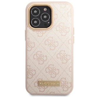 Pouzdro Guess 4G Logo Plate MagSafe pro iPhone 14 Pro Max - růžové