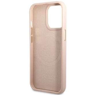 Pouzdro Guess 4G Logo Plate MagSafe pro iPhone 14 Pro Max - růžové