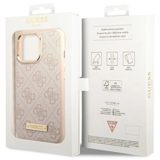 Pouzdro Guess 4G Logo Plate MagSafe pro iPhone 14 Pro Max - růžové