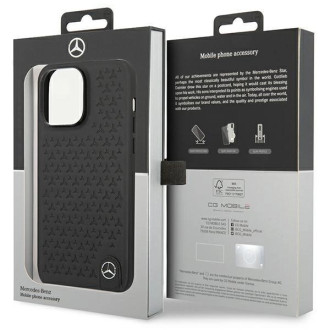 Pouzdro Mercedes Leather Stars Pattern pro iPhone 14 Pro Max - černé