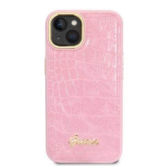 Pouzdro Guess Croco Collection pro iPhone 14 Plus - růžové