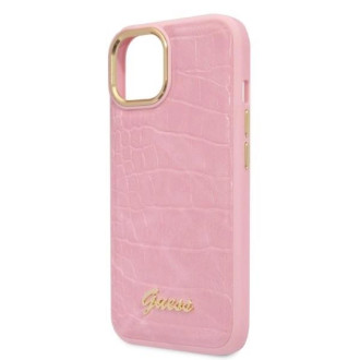 Pouzdro Guess Croco Collection pro iPhone 14 Plus - růžové