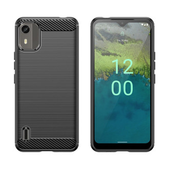 Silikonové karbonové pouzdro pro Nokia C12/Nokia C12 Pro/Nokia C12 Plus – černé