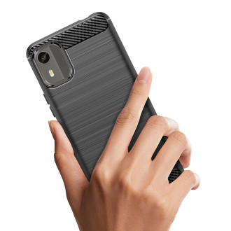 Silikonové karbonové pouzdro pro Nokia C12/Nokia C12 Pro/Nokia C12 Plus – černé