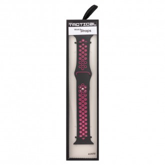 Tactical 144 Double Silikonový Řemínek pro iWatch 4 40mm Black/Pink