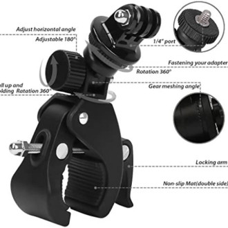 Držák sportovní kamery je otočný o 360 stupňů