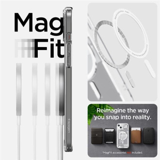 Pouzdro Spigen Ultra Hybrid Mag s MagSafe pro iPhone 15 - bílé (vzor Zero One)