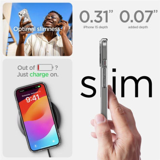 Pouzdro Spigen Ultra Hybrid Mag s MagSafe pro iPhone 15 - bílé (vzor Zero One)