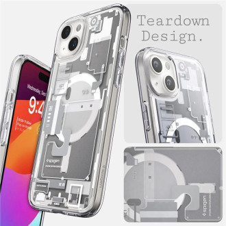 Pouzdro Spigen Ultra Hybrid Mag s MagSafe pro iPhone 15 - bílé (vzor Zero One)