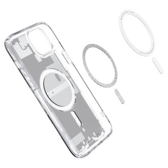 Pouzdro Spigen Ultra Hybrid Mag s MagSafe pro iPhone 15 - bílé (vzor Zero One)