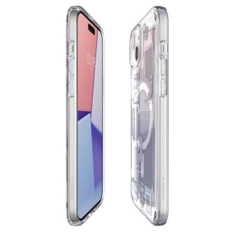 Pouzdro Spigen Ultra Hybrid Mag s MagSafe pro iPhone 15 - bílé (vzor Zero One)