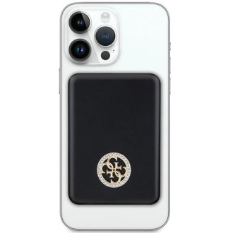 Indukční power banka Guess MagSafe 4G Strassed Metal Logo 15W 5000mAh - černá