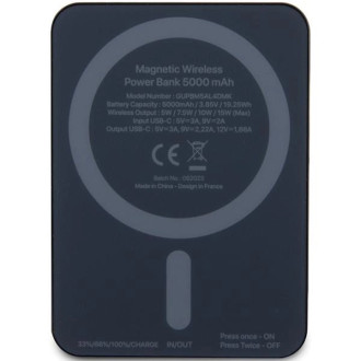 Indukční power banka Guess MagSafe 4G Strassed Metal Logo 15W 5000mAh - černá