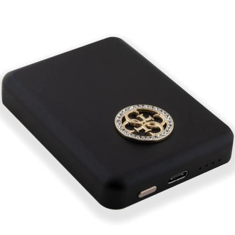 Indukční power banka Guess MagSafe 4G Strassed Metal Logo 15W 5000mAh - černá