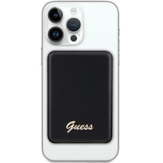 Indukční power banka Guess MagSafe Metal Script Logo 15W 5000mAh - černá