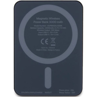 Indukční powerbanka Guess MagSafe Metal Script Logo 5W 3000mAh - černá