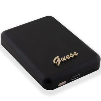Indukční powerbanka Guess MagSafe Metal Script Logo 5W 3000mAh - černá