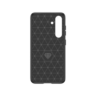 Karbonové pouzdro pro Samsung Galaxy S24 Flexibilní silikonový karbonový kryt – černý