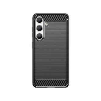 Karbonové pouzdro pro Samsung Galaxy S24 Flexibilní silikonový karbonový kryt – černý