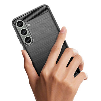 Pouzdro pro Carbon Case Samsung Galaxy S24+ flexibilní silikonový karbonový kryt - černý