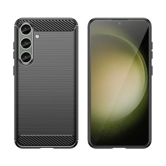 Pouzdro pro Carbon Case Samsung Galaxy S24+ flexibilní silikonový karbonový kryt - černý
