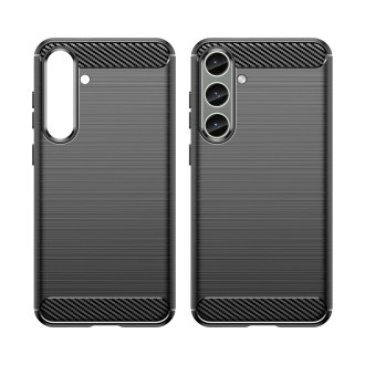 Pouzdro pro Carbon Case Samsung Galaxy S24+ flexibilní silikonový karbonový kryt - černý