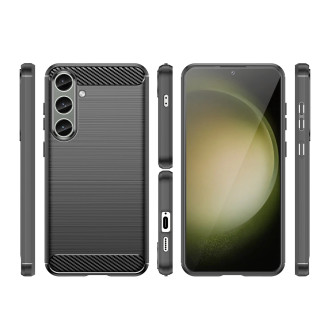Pouzdro pro Carbon Case Samsung Galaxy S24+ flexibilní silikonový karbonový kryt - černý