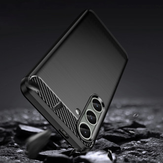 Pouzdro pro Carbon Case Samsung Galaxy S24+ flexibilní silikonový karbonový kryt - černý