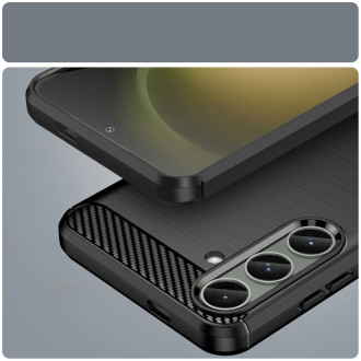 Pouzdro pro Carbon Case Samsung Galaxy S24+ flexibilní silikonový karbonový kryt - černý