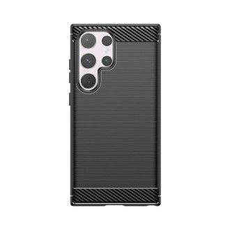 Karbonové pouzdro pro Samsung Galaxy S24 Ultra flexibilní silikonový karbonový kryt – černý