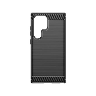 Karbonové pouzdro pro Samsung Galaxy S24 Ultra flexibilní silikonový karbonový kryt – černý