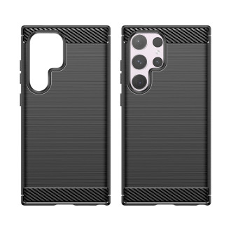 Karbonové pouzdro pro Samsung Galaxy S24 Ultra flexibilní silikonový karbonový kryt – černý