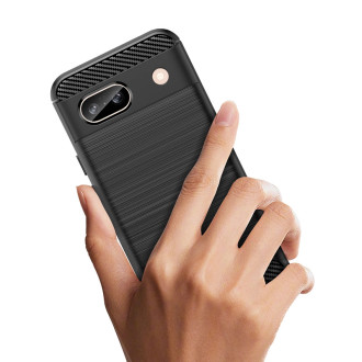 Karbonové pouzdro pro Google Pixel 8A Flexibilní silikonový karbonový kryt – černý