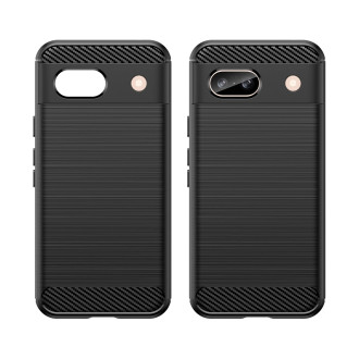 Karbonové pouzdro pro Google Pixel 8A Flexibilní silikonový karbonový kryt – černý