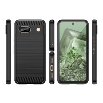 Karbonové pouzdro pro Google Pixel 8A Flexibilní silikonový karbonový kryt – černý