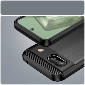 Karbonové pouzdro pro Google Pixel 8A Flexibilní silikonový karbonový kryt – černý