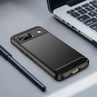 Karbonové pouzdro pro Google Pixel 8A Flexibilní silikonový karbonový kryt – černý