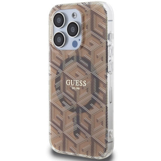 Pouzdro Guess IML GCube MagSafe pro iPhone 15 Pro Max - hnědé