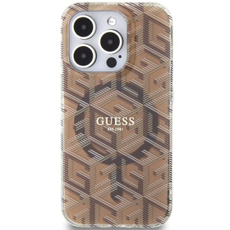 Pouzdro Guess IML GCube MagSafe pro iPhone 15 Pro Max - hnědé