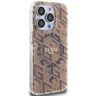Pouzdro Guess IML GCube MagSafe pro iPhone 15 Pro Max - hnědé