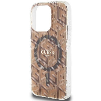 Pouzdro Guess IML GCube MagSafe pro iPhone 15 Pro Max - hnědé