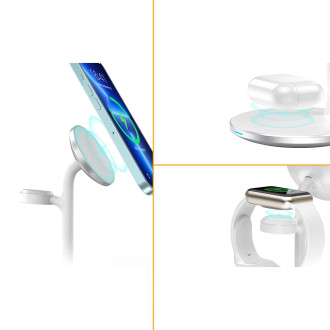Choetech Induction Charger (MagSafe Compatible) Stand for iPhone, Apple Watch, AirPods white (T585-F)