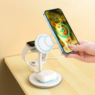 Choetech Induction Charger (MagSafe Compatible) Stand for iPhone, Apple Watch, AirPods white (T585-F)